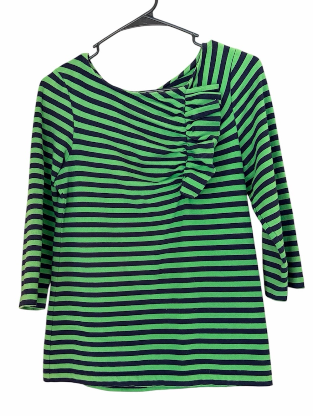 Kate Spade Navy Blue/Green Striped Top. 3/4 Sleeve. Small. - Picture 6 of 6